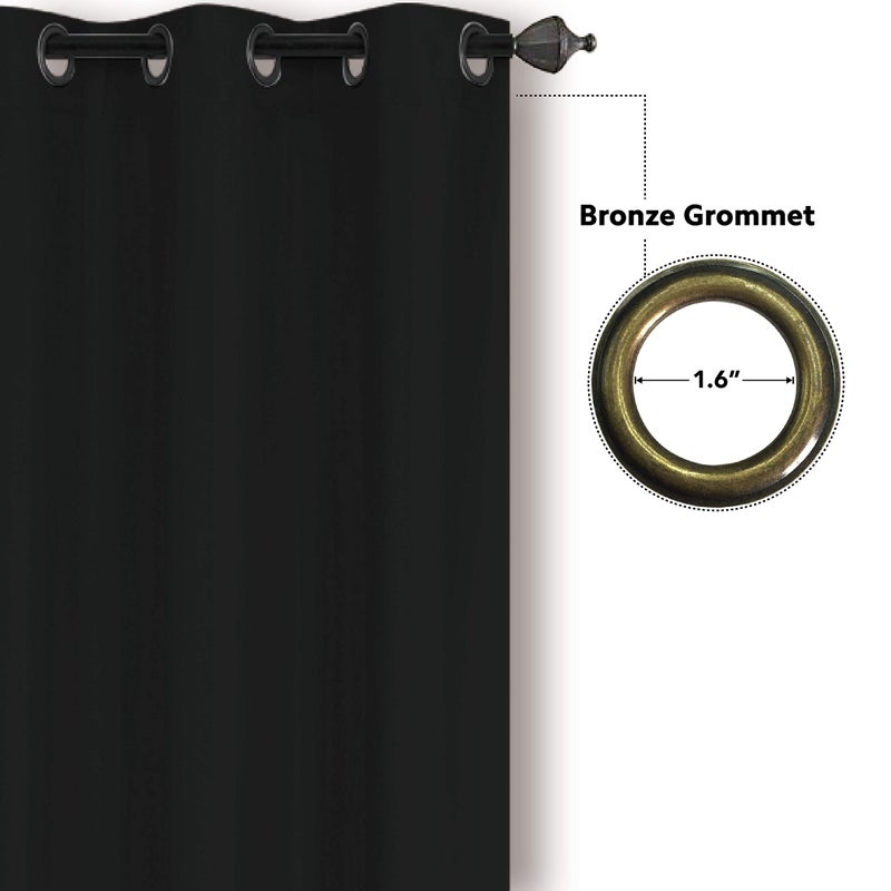 Home Collection Triple Weave Blackout Curtains with Bronze Grommets, 100% Light Blocking, Noise Reducing New (Black, 37" W x 62" L (Pack of 2)) - Image 3
